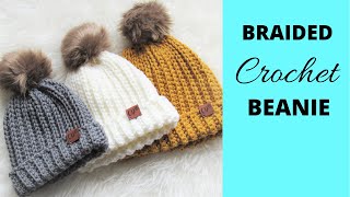 Braided Beanie Pattern Easy Crochet Ribbed Beanie [upl. by Greene]